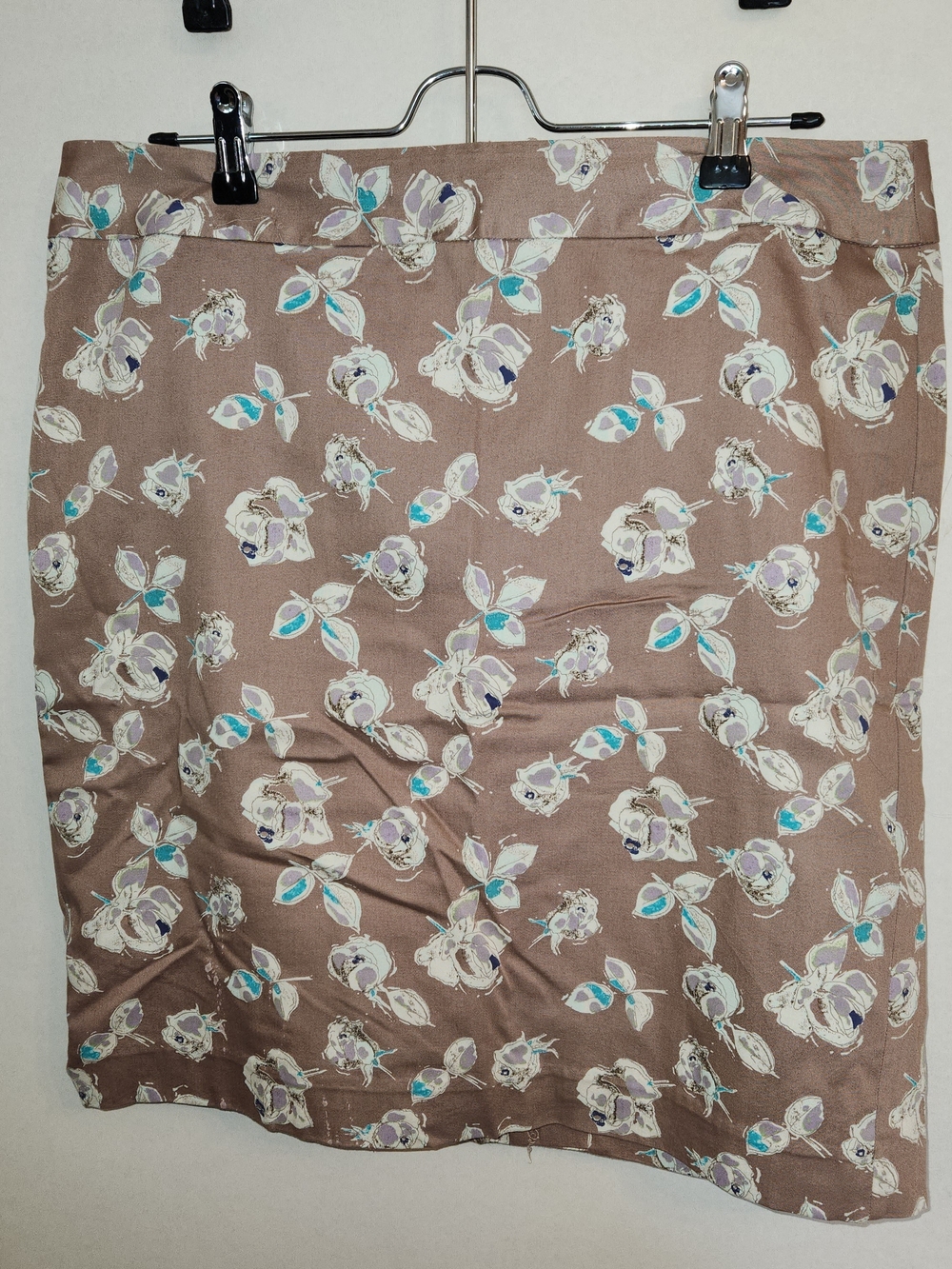 LOFT Brown Floral Pencil Skirt